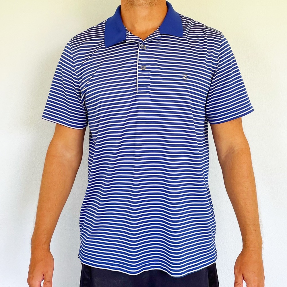 IZOD men’s blue white stripe performance golf polo shirt size XL